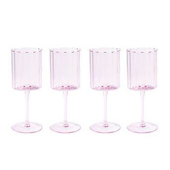 Jeanne Fitz Scalloped Rim Fluted 12oz Wine Glass Set of 4