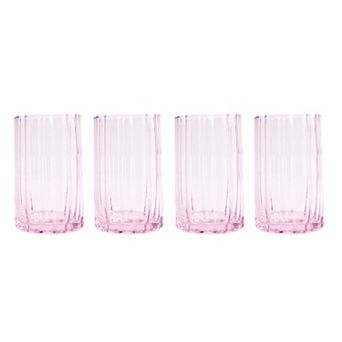 Jeanne Fitz Scalloped Rim Fluted 16oz Tall Tumbler Glass Set of 4