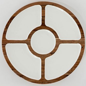 Jeanne Fitz Wood + White Collection Mango Wood Compartment Lazy Susan