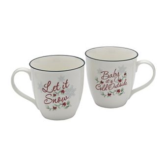 Pfaltzgraff Winterberry 2 pc 20-oz. "Let It Snow" Mug Set