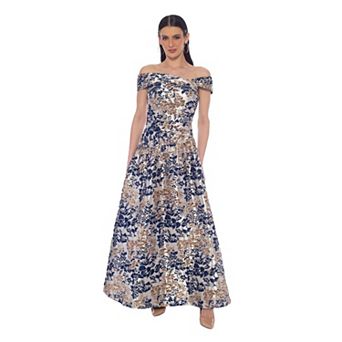 Women's OC by Oleg Cassini Off-Shoulder Brocade Dress
