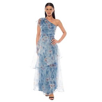 Women's OC by Oleg Cassini One Shoulder Printed Maxi Dress