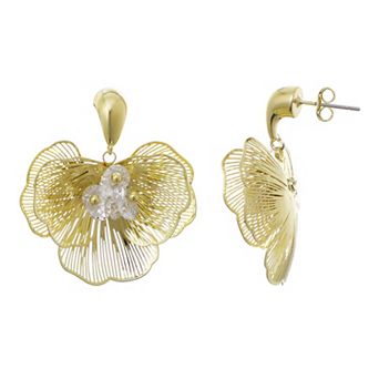 Adornia 14k Gold Flash Plated Crystal Flower Stud Earrings