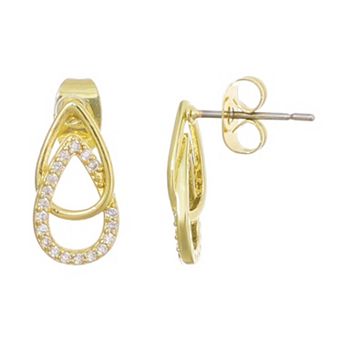 Adornia 14k Gold Flash Plated Cubic Zirconia Overlap Teardrop Earrings