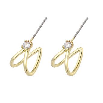 Adornia 14k Gold Flash Plated Round Cubic Zirconia Post Earrings