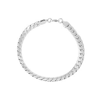 Men's Adornia Tarnish-Resistant Polished Stainless Steel Flat Curb Chain Bracelet
