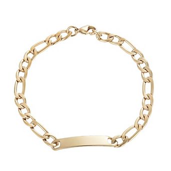 Adornia 18k Gold Flash Plated Polished Figaro ID Bracelet