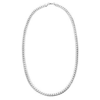 Men's Adornia Tarnish-Resistant Polished Stainless Steel Flat Curb Chain Necklace