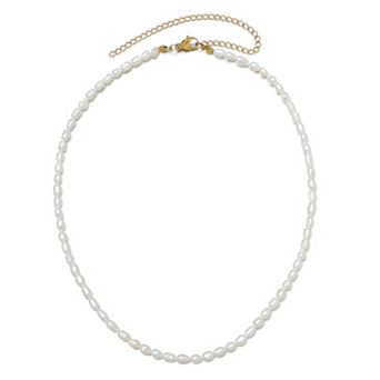 Adornia 18k Gold Flash Plated Stainless Steel Cultured Freshwater Pearl Strand Necklace