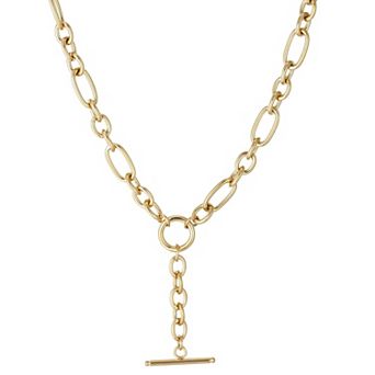 Adornia Tarnish Resistant 18k Gold Flash Plated Mixed Link Y-Necklace