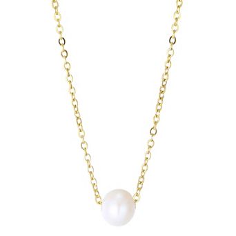 Adornia 18k Gold Flash Plated Stainless Steel Cultured Freshwater Pearl Pendant Necklace