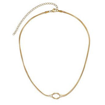 Adornia Polished 18k Gold Flash Plated Stainless Steel Adjustable Knot Necklace