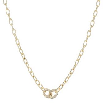 Adornia 14k Gold Flash Plated Pave Cubic Zirconia Link Necklace