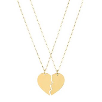 Adornia Tarnish Resistant 18k Gold Flash Plated 2 pc Heart Puzzle Pendant Necklace Set