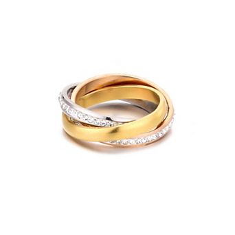 Adornia Two-Tone Cubic Zirconia Rolling Eternity Bands