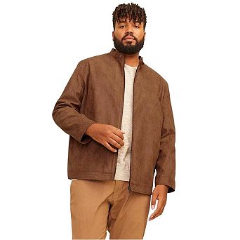 Jack And Jones Mens Biker Mock Neck Plus Long-Sleeved Jacket