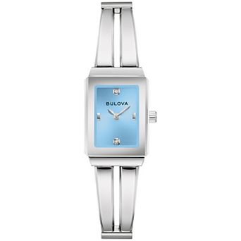 Bulova Women's 18 mm Stainless Steel Diamond Accent Bangle Bracelet Watch - 96P271