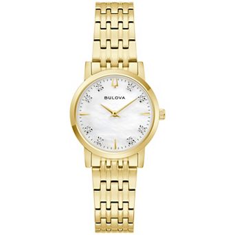 Bulova Women's 27 mm Gold-Tone Stainless Diamond Accent Dial Bracelet Watch - 97P185