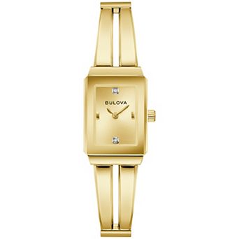 Bulova Women's 18 mm Gold-Tone Stainless Steel Diamond Accent Bangle Bracelet Watch - 98B478