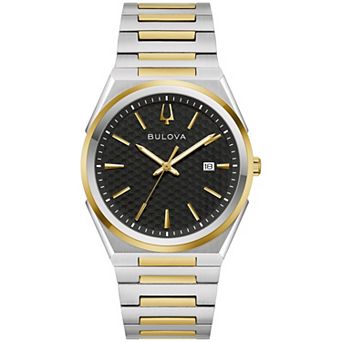Bulova Men's 39 mm Two-Tone Stainless Steel Black Dial Bracelet Watch - 98B481