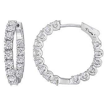 Stella Grace Sterling Silver Lab-Created Moissanite Round Hoop Earrings