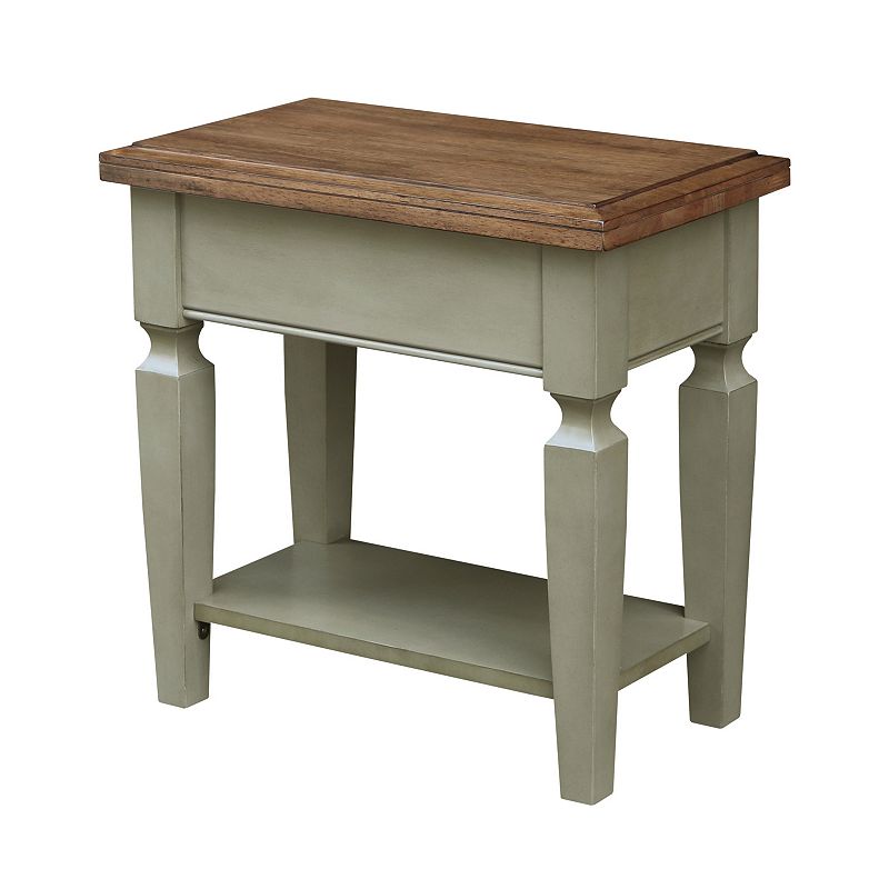 International Concepts Solid Wood Vista Side Table with Shelf, Hickory Grey
