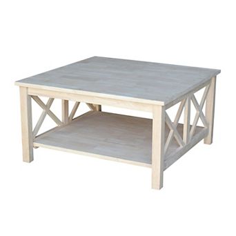 International Concepts Solid Wood Hampton Square Coffee Table with Shelf