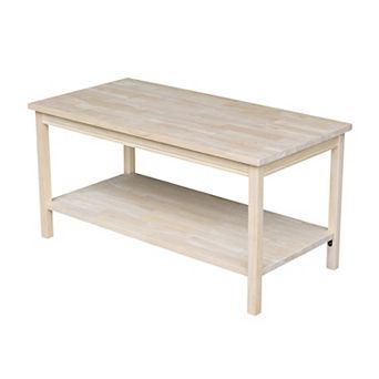 International Concepts Solid Wood Coffee Table with Lower Shelf