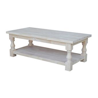 International Concepts Solid Wood Tuscan Coffee Table with Shelf