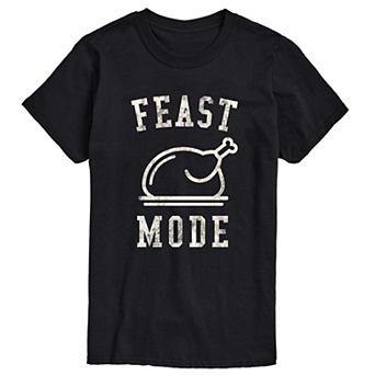 Big & Tall "Feast Mode" Funny Thanksgiving Turkey Short Sleeve Graphic Tee