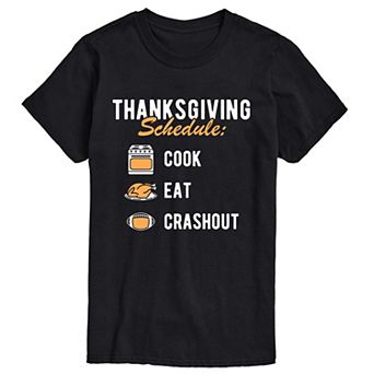 Big & Tall “Thanksgiving Schedule: Cook, Eat, Crash Out” Short Sleeve Graphic Tee