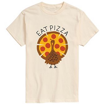 Big & Tall "Eat Pizza" Funny Thanksgiving Turkey Short Sleeve Graphic Tee