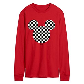 Men's Disney's Mickey Mouse Checkerboard Long Sleeve Graphic Tee