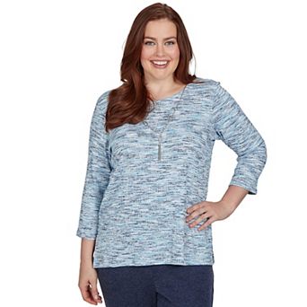 Petite Alfred Dunner Space Dye Top with Necklace