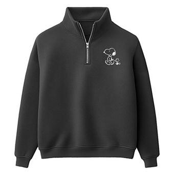 Men's Peanuts Snoopy & Woodstock Walk Quarter Zip Graphic Fleece Pullover