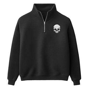 Men's Road Map Skull Quarter Zip Graphic Fleece Pullover