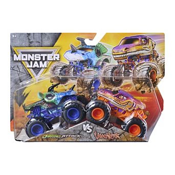 Monster Jam 2 pc Jurassic Attack Vs. Velociraptor Die-Cast Trucks 1:64