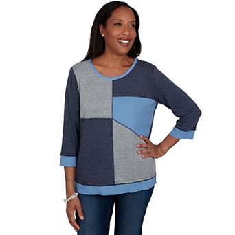 Petite Alfred Dunner Heathered Colorblock Knit Top
