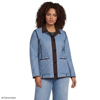 Plus Size Lands' End Reversible Barn Quilted Insulated Jacket