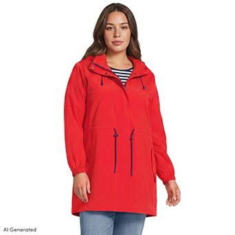 Plus Size Lands' End Packable Rain Parka