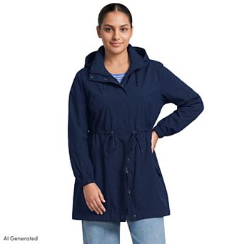 Plus Size Lands' End Packable Rain Parka