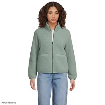 Women's Lands' End Fleece Boucle Full-Zip Coat