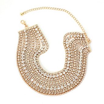 Adornia 14k Gold Flash Plated Crystal Layered Adjustable Collar Necklace
