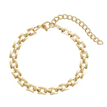 Adornia Tarnish Resistant 18k Gold Flash Plated Grid Chain Bracelet