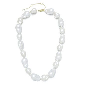 Adornia 14k Gold Flash Plated Chunky Simulated Pearl Necklace