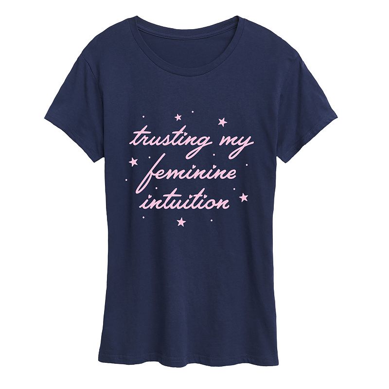 Licensed Character Women's “Trusting My Feminine Intuition” Graphic Tee, Size: Large, Blue