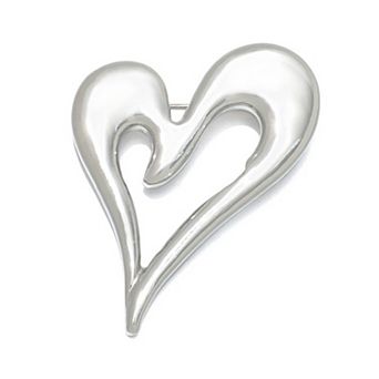 Adornia Silver Tone Puffy Heart Outline Brooch