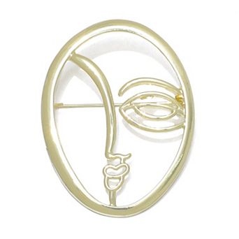 Adornia 14k Gold Flash Plated Lady Face Brooch