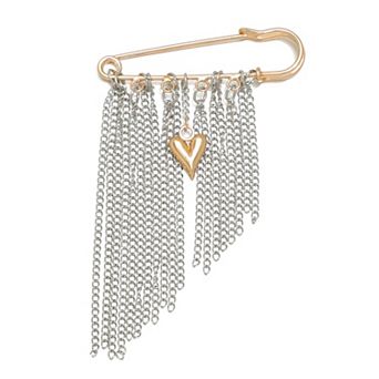 Adornia 14k Gold Flash Plated Two Tone Fringe Safety Pin Brooch