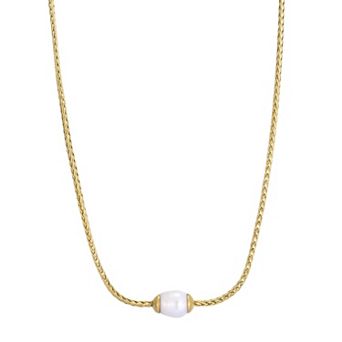 Adornia Men's Tarnish Resistant 18k Gold Flash Plated Freshwater Cultured Pearl Necklace